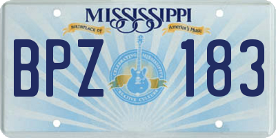MS license plate BPZ183