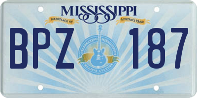 MS license plate BPZ187