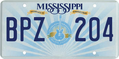 MS license plate BPZ204