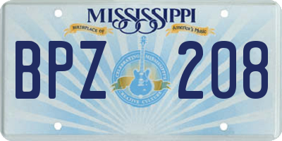 MS license plate BPZ208