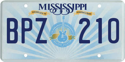 MS license plate BPZ210