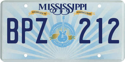 MS license plate BPZ212