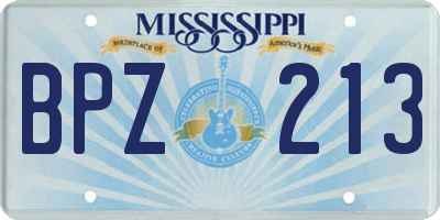 MS license plate BPZ213