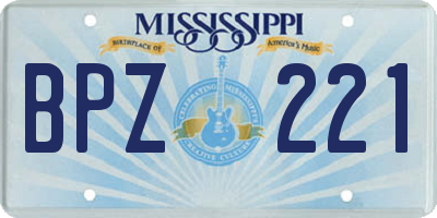 MS license plate BPZ221