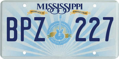 MS license plate BPZ227
