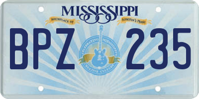 MS license plate BPZ235