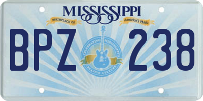 MS license plate BPZ238