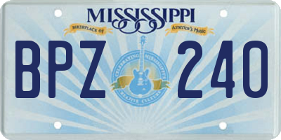 MS license plate BPZ240