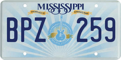 MS license plate BPZ259