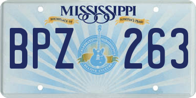 MS license plate BPZ263