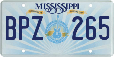 MS license plate BPZ265