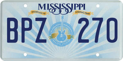 MS license plate BPZ270