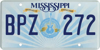MS license plate BPZ272