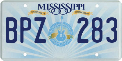 MS license plate BPZ283