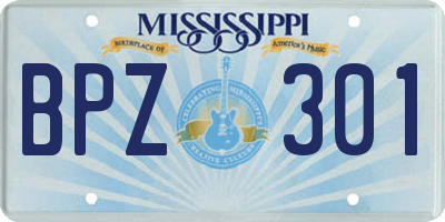 MS license plate BPZ301
