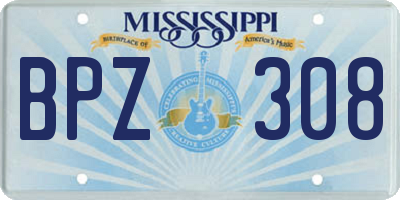 MS license plate BPZ308