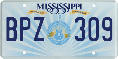 MS license plate BPZ309