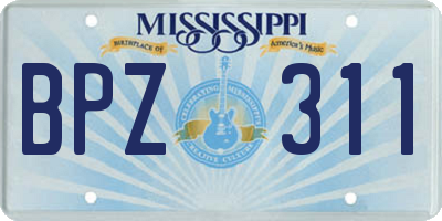 MS license plate BPZ311