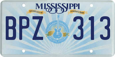 MS license plate BPZ313