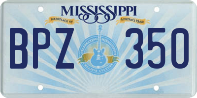 MS license plate BPZ350