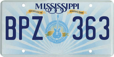 MS license plate BPZ363