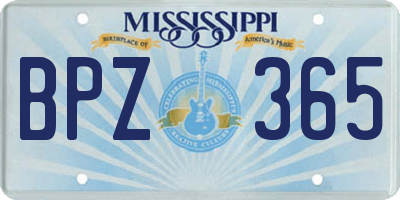 MS license plate BPZ365