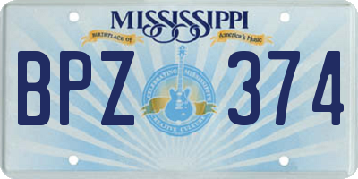 MS license plate BPZ374