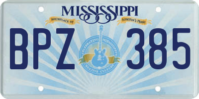 MS license plate BPZ385