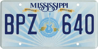 MS license plate BPZ640