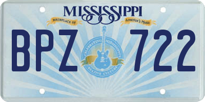 MS license plate BPZ722