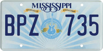 MS license plate BPZ735