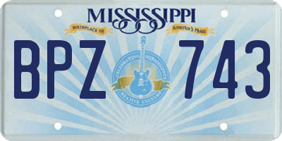 MS license plate BPZ743