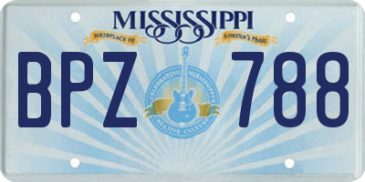 MS license plate BPZ788