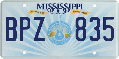 MS license plate BPZ835