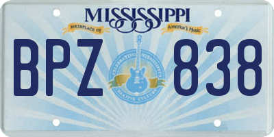 MS license plate BPZ838