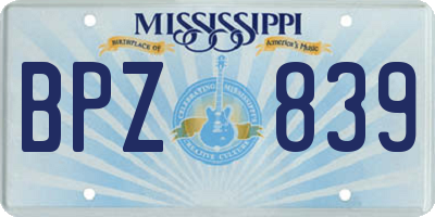MS license plate BPZ839