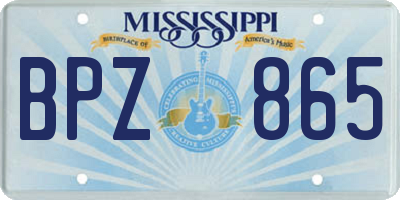 MS license plate BPZ865