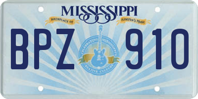 MS license plate BPZ910