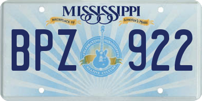MS license plate BPZ922