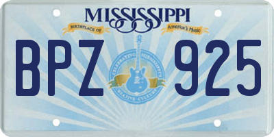 MS license plate BPZ925