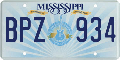 MS license plate BPZ934