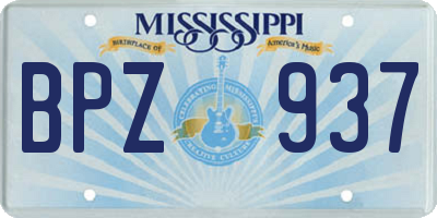 MS license plate BPZ937