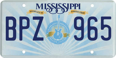 MS license plate BPZ965