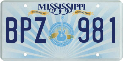 MS license plate BPZ981