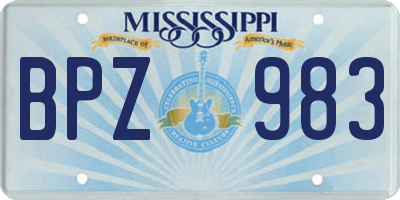 MS license plate BPZ983