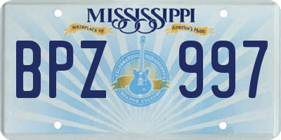 MS license plate BPZ997
