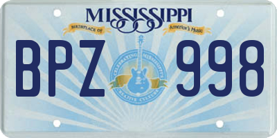 MS license plate BPZ998