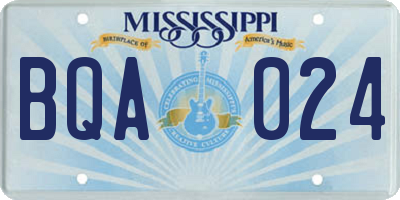 MS license plate BQA024