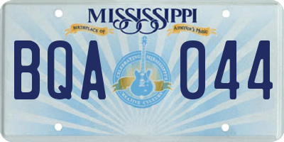 MS license plate BQA044