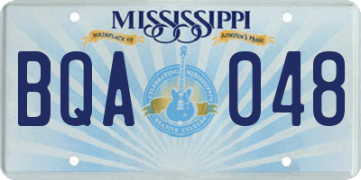 MS license plate BQA048